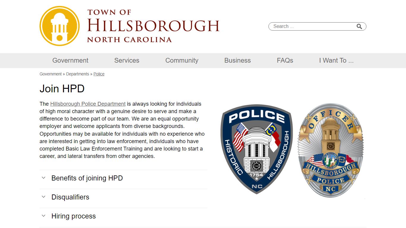 Town of Hillsborough | Join HPD