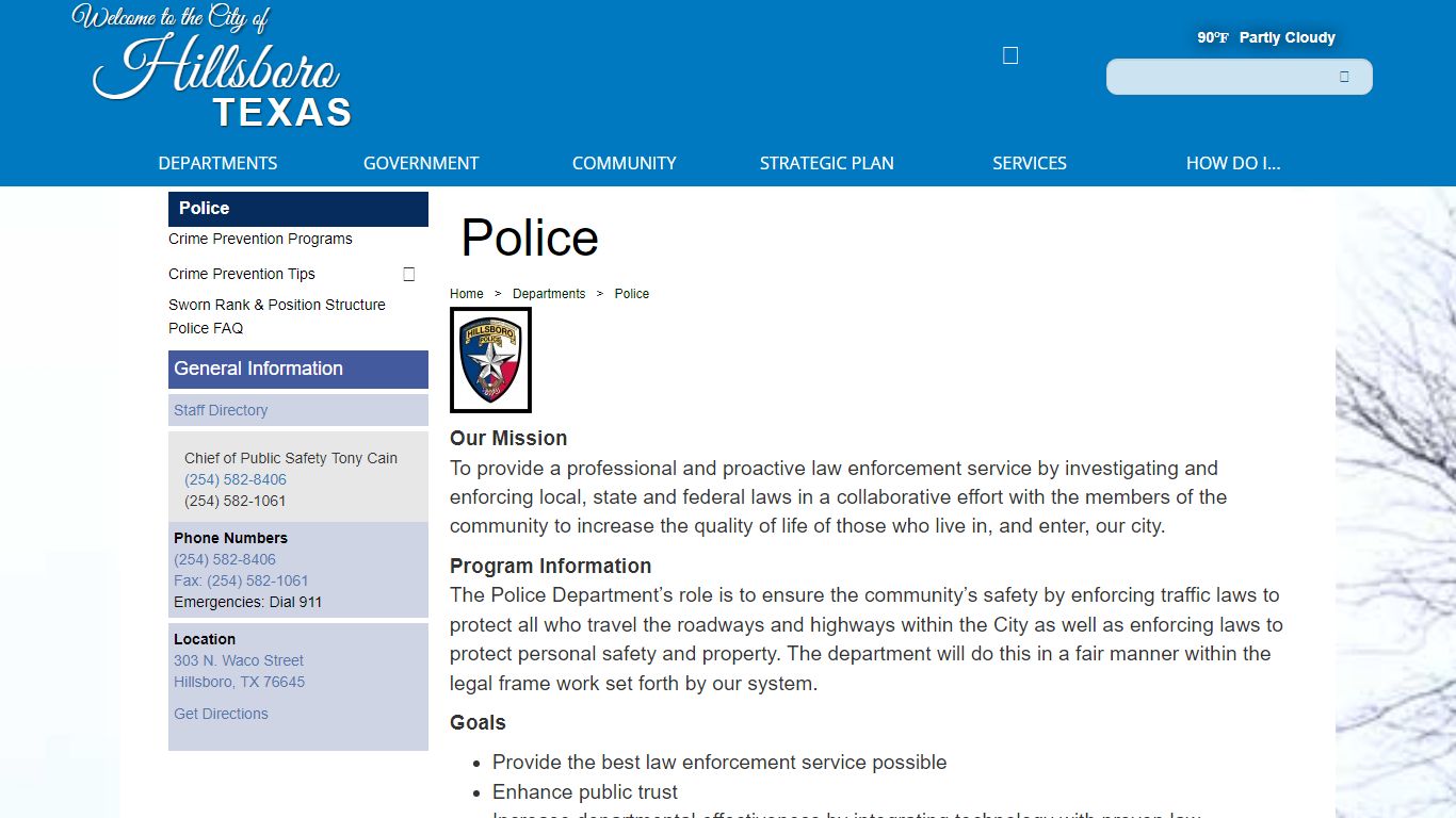 Official Website for the City of Hillsboro Texas - Police